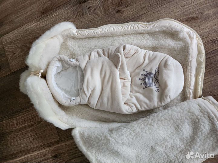 Зимний конверт в коляску на овчине