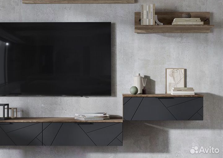 Тумба под телевизор серая Даллас в наличии