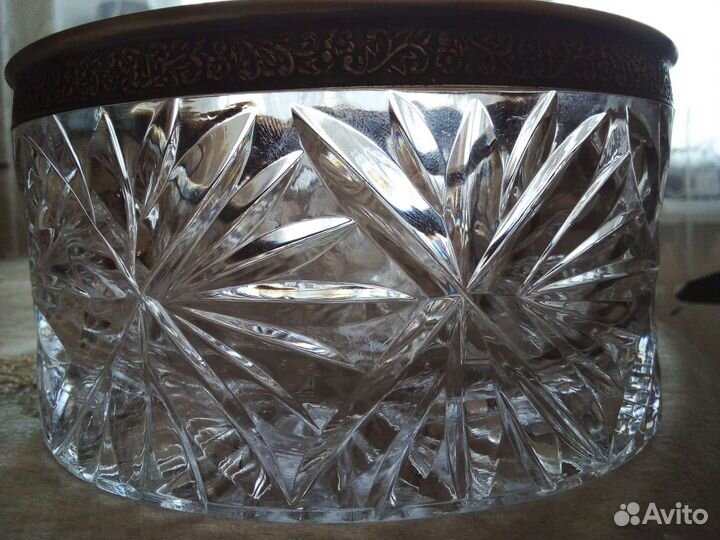 Конфетница хрустальная мельхиор серебро