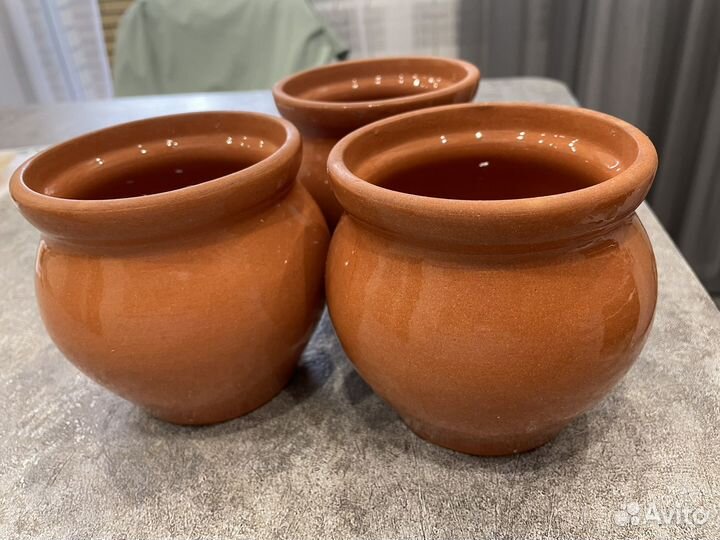 Горшки керамические для запекания 3 шт