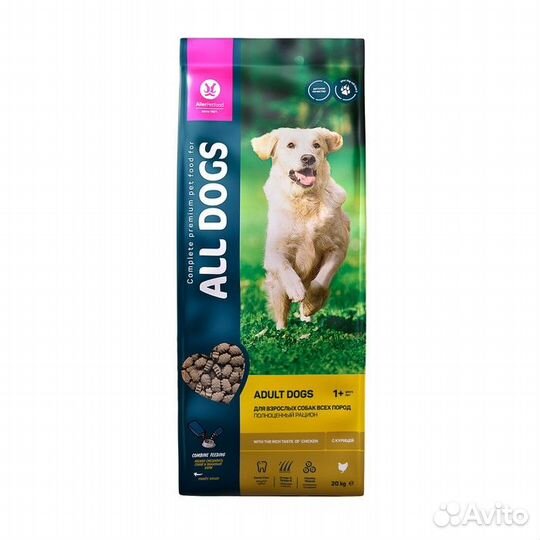 Сухой корм All dogs для взрослых собак, курица, 20