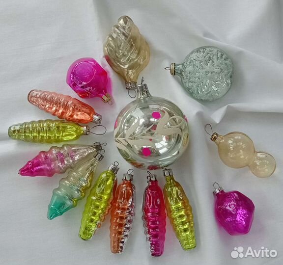 Ёлочные советские игрушки шишки, льдинки, фигурки