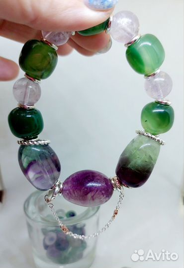 Браслет из флюорита и яшмы