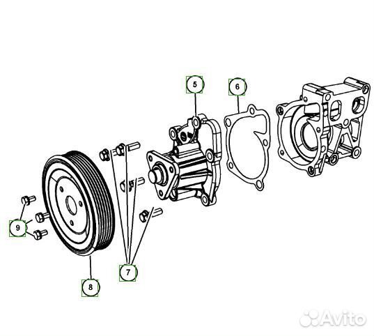 К-кт ролики, помпа, ремень dodge caliber chrysler