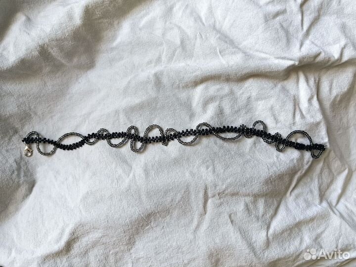 Чокер из бисера, ручная работа, волны