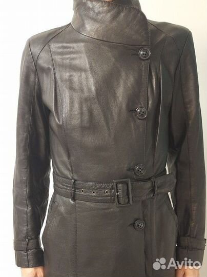 Кожаный плащ женский