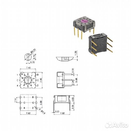 1 шт DIP-переключатель msdr-10 42 В 100 мА / ротор