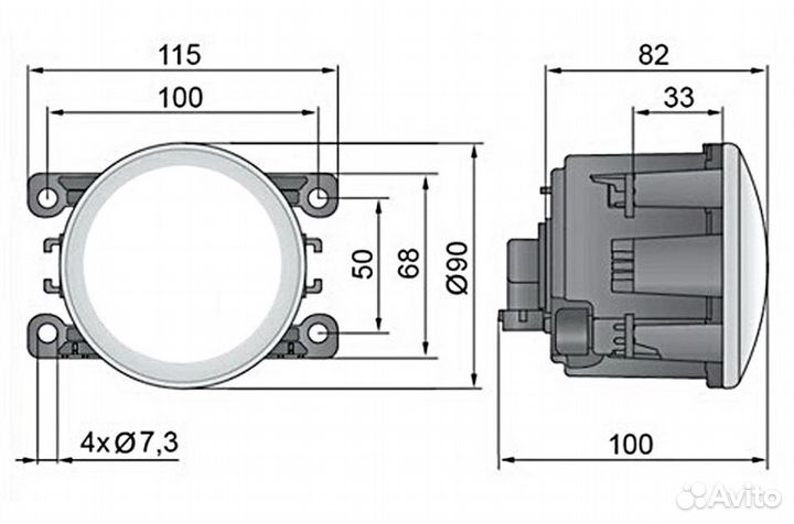 Светодиодная противотуманная фара Logan 1 Фаза 2