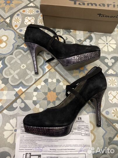 Туфли натуральная кожа замша Tamaris 39 размер
