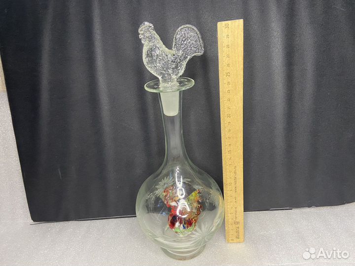 Графин Штоф Петух внутри стекло Пробка Петух