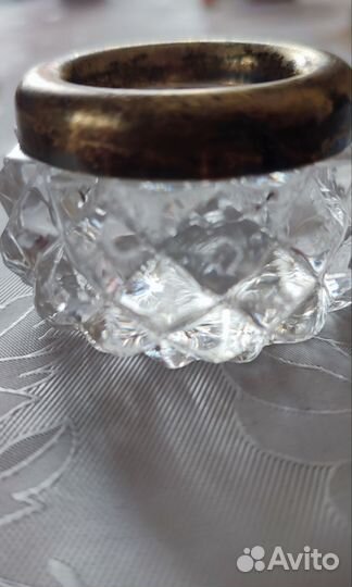 Хрустальная солонка с серебром СССР