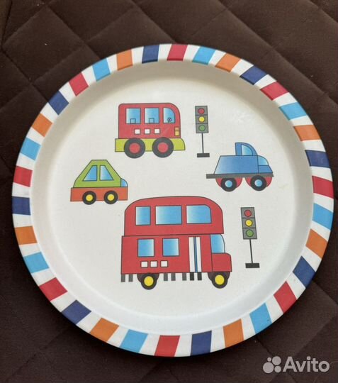 Набор детской посуды из бамбука «Машинки»