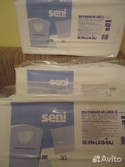 Памперсы д/взрослых.Seni.Размер L. До 150см. 6 кап