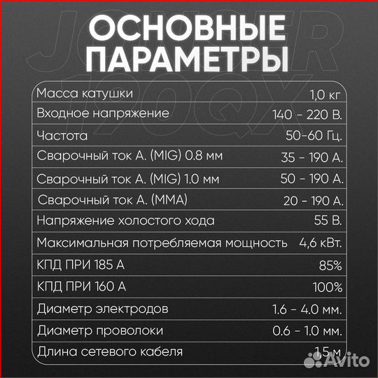 Полуавтомат Сварочный jonser 190 QX