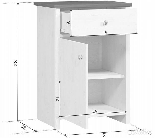 Детская тумба Порто KOM1D1S, цвет сосна ларико/джа