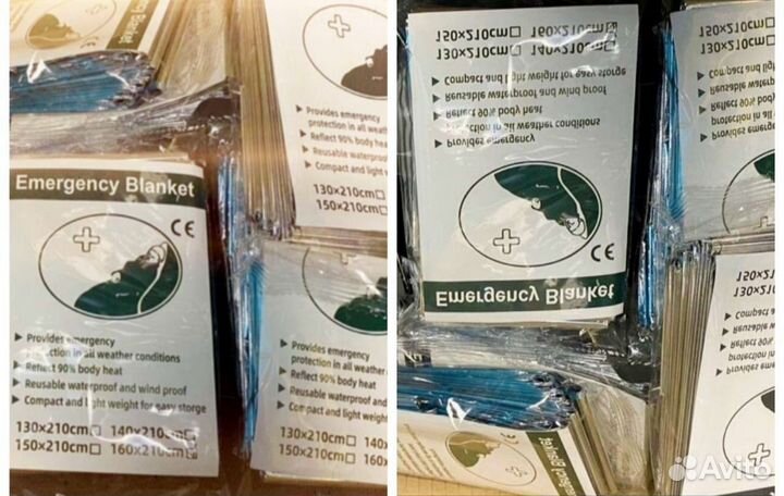 Пакет вещей с 20 спасательными одеялами