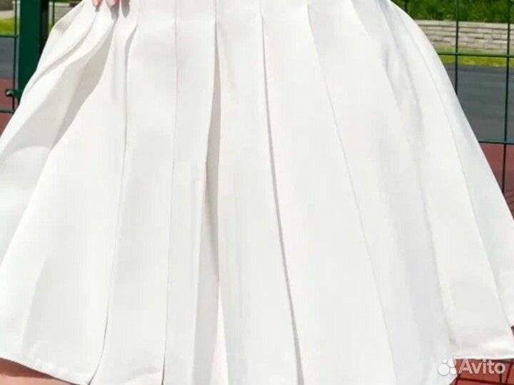 Юбка мини плиссе белая