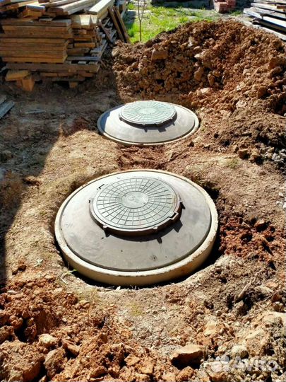 Септик из бетонных колец. Копка траншей