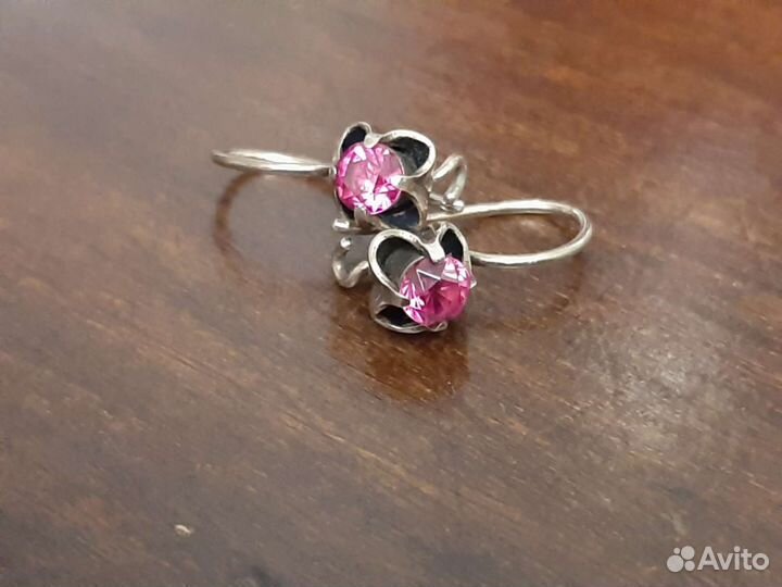 Серебряные серьги СССР 875 пробы с позолотой