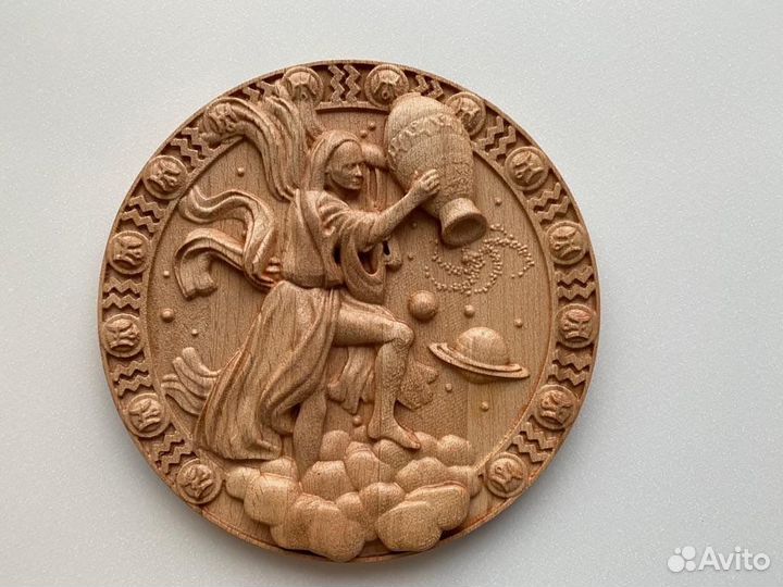 Панно из дерева часовня, знаки задиака, и др