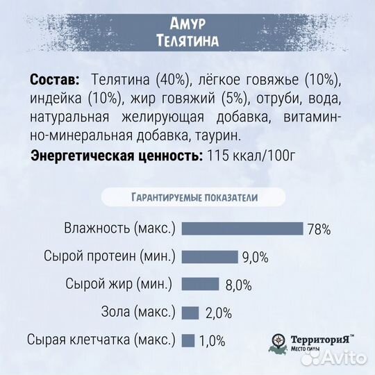 Влажный корм Территория Телятина для кошек, 85гр