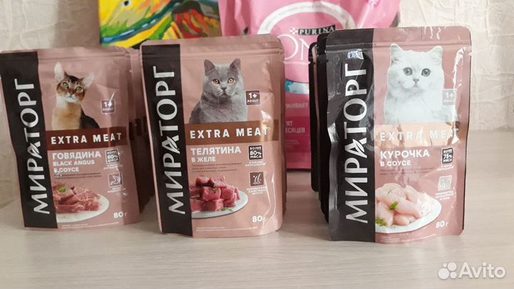 Сухой корм для кошек Purina One + влажный Мираторг