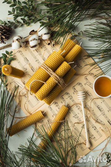 Свечи из вощины с травами ручной работы