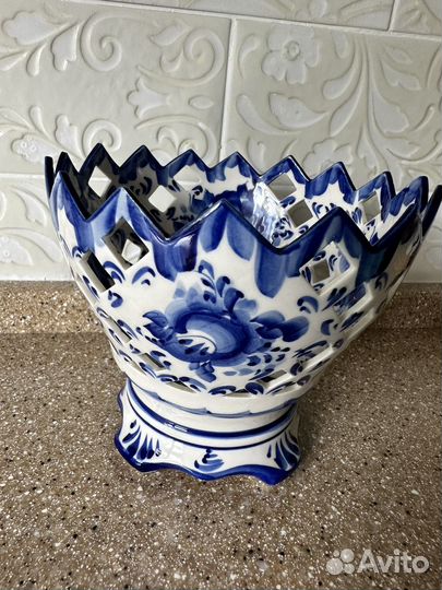 Ваза для фруктов гжель авторская