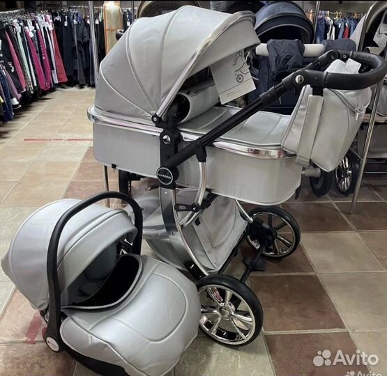 Коляска 3 в 1 экокожа, коляска 2 в 1