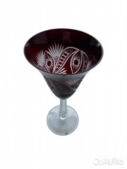 Фужеры бокалы рубиновое стекло винтаж 6 шт