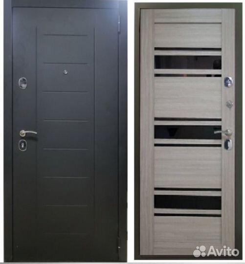 Двери входные Б32 лион Бьянко,черн.муар