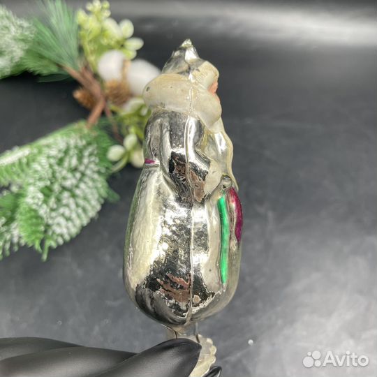 Елочная игрушка Дед Мороз с елкой на прищепке