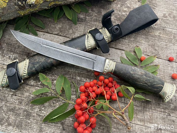 Нож «Пластун» подарочный дамаск карелка