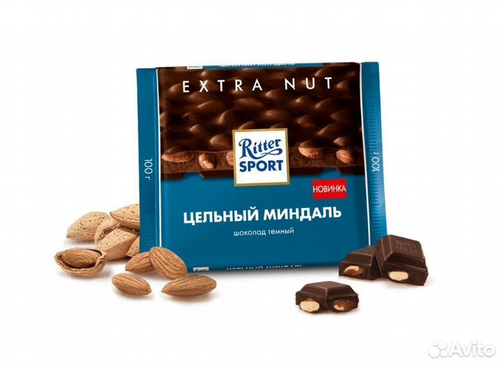 Опт - Ritter Sport Тёмный Цельный Миндаль 100г