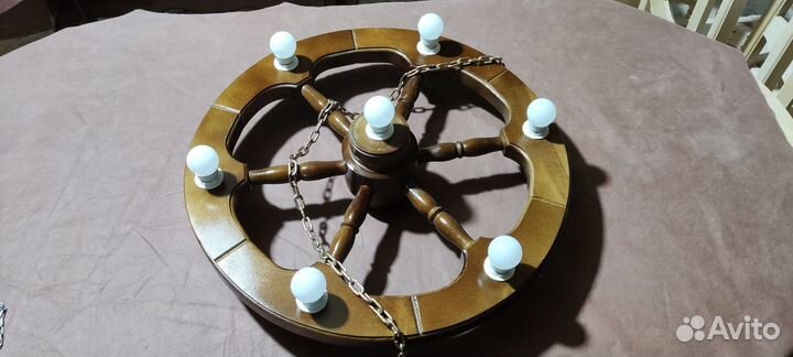 Люстра колесо, люстра из дерева