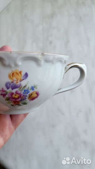 Чайная пара с розеткой, кахла, период СССР