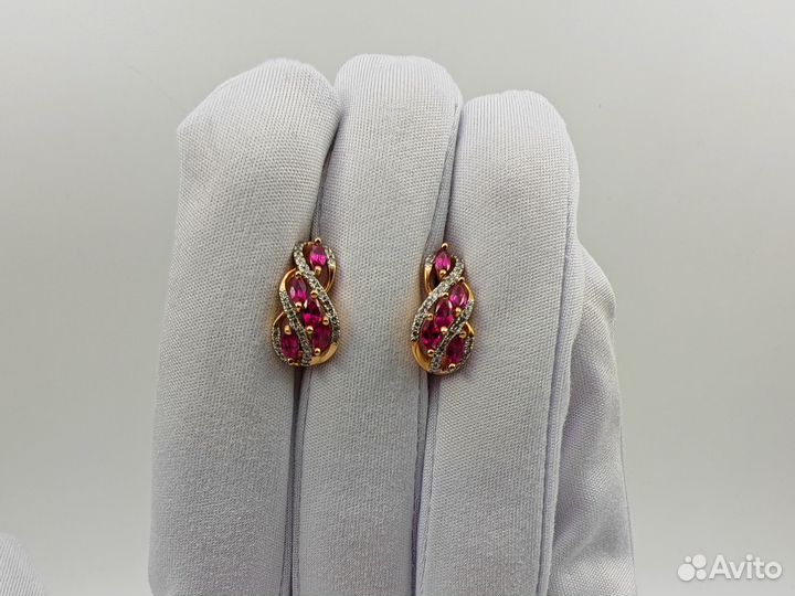 Золотые Серьги 585 пробы с бриллиантами. Рассрочка
