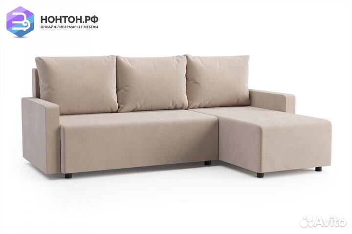 Диван угловой еврокнижка Мидгард темно-бежевый