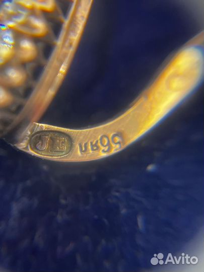 56 проба.Серьги с аметистом золото