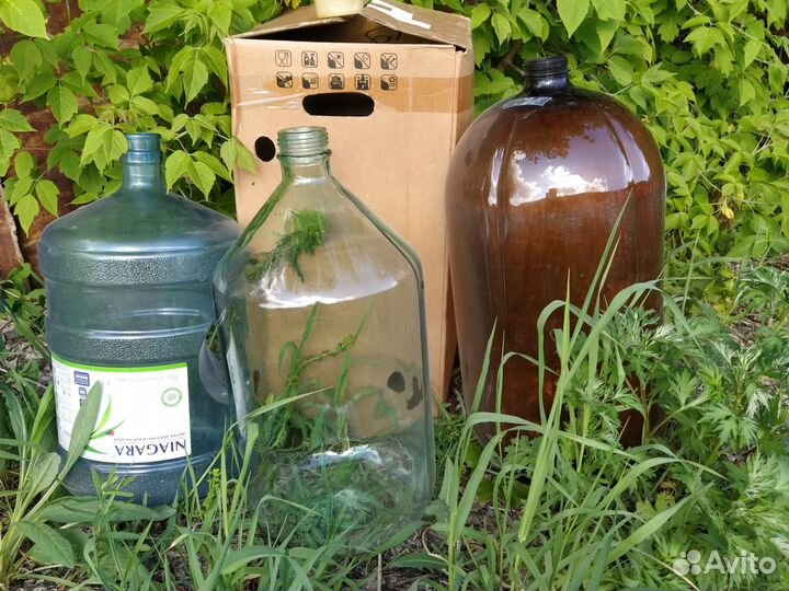 Бутыль стеклянная 20 литров, пластик 20 и 30 л