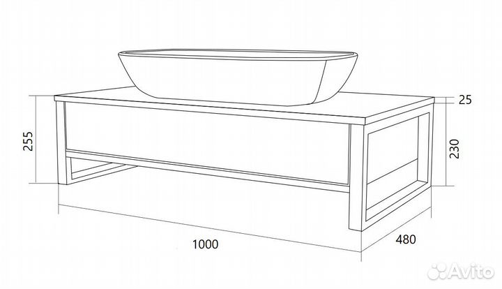 Тумба под раковину 1Marka grunge loft 100 Подвесная Бетон темно-серый У85850
