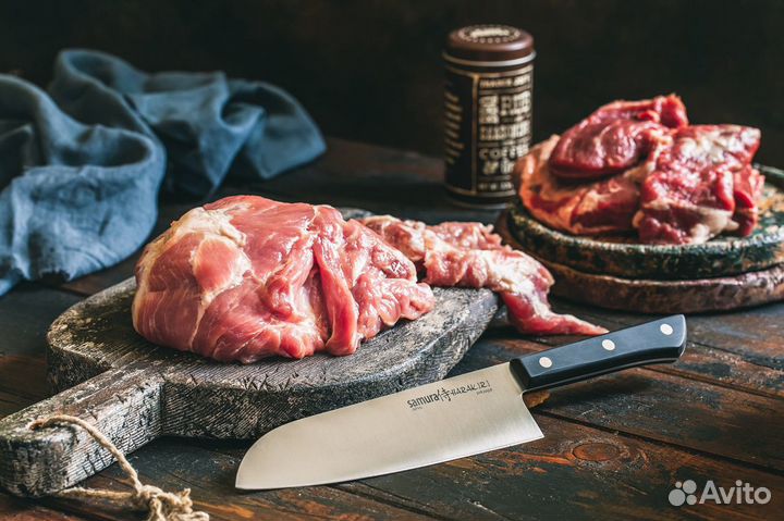 Нож сантоку samura harakiri SHR-0095B/K