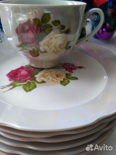 Сервиз новый чайный розы Дулево СССР