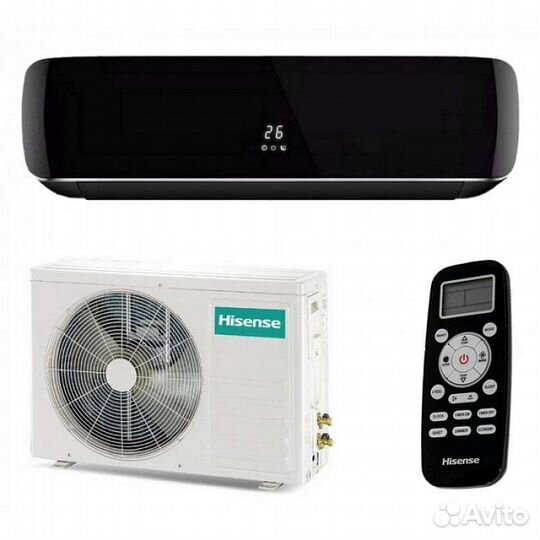 Чёрный кондиционер Hisense до 20м²