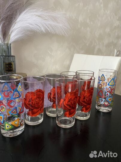 Стаканы с рисунком (8 штук)с пивной кружкой