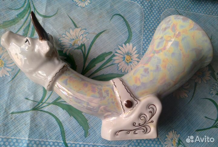 Салфетница фарфор СССР корова, рог перламутр