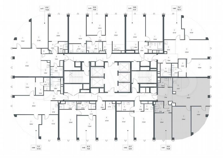 3-к. квартира, 116,9 м², 55/57 эт.