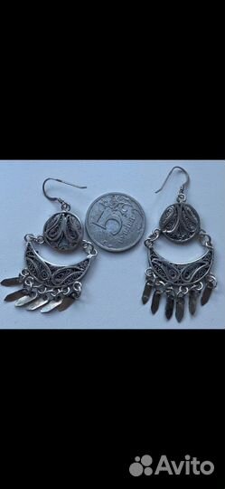 Серебренные серьги 925 пр вес 13,9грм