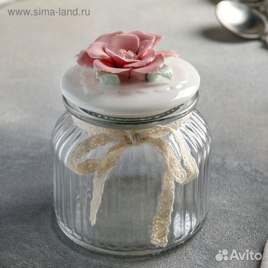 Банка стеклянная для сыпучих продуктов «Роза», 650