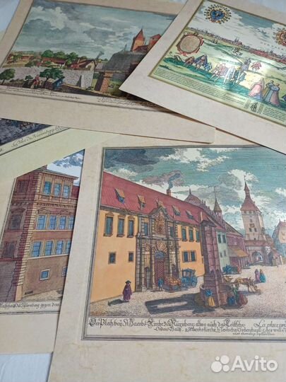 Гравюры Германия, лот из 16 гравюр